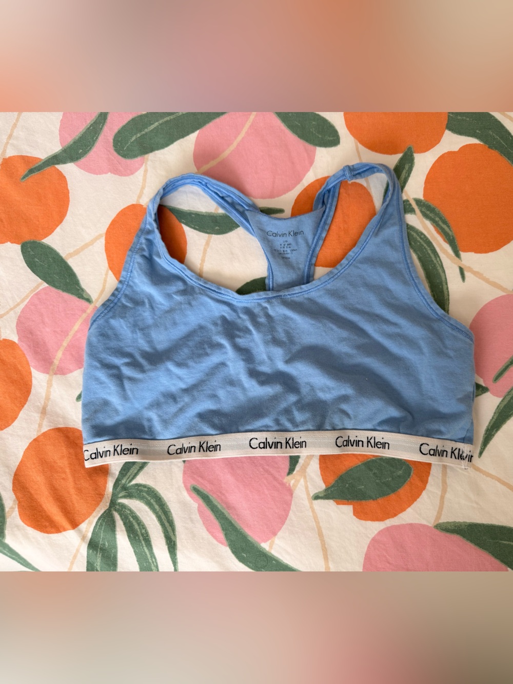 Calvin Klein Sky Blue Cotton Racerback Bralette